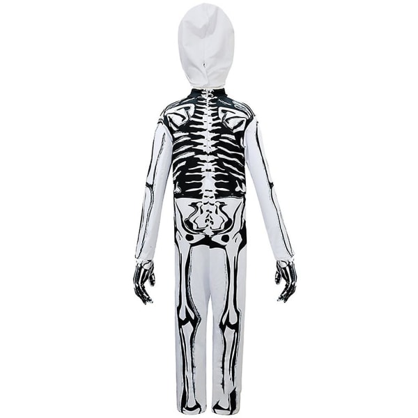 Børn Drenge Piger Halloween Skeleton Cosplay Kostume Bodysuit Full Cover Sæt med Handsker Mask L