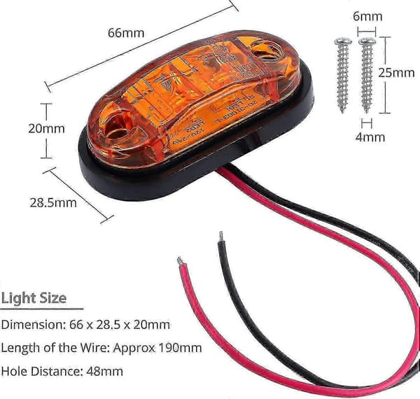 For sidemarkeringslys LED front- og baklys Universal posisjonsindikator 12 Volt 24 Volt med A