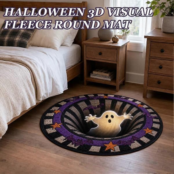 3D Halloweenmatta 60 cm Rund Kristall Sammet Golvmatta D 60*60CM