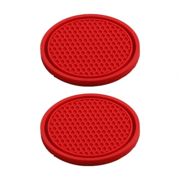 Dekorativ 2stk Innovativ Fleksibel Anti Deform Cup Coaster Mat Slitasjebestandig bilkoppmatte Praktisk For Auto| | Red