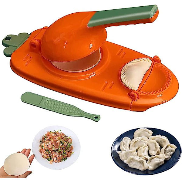 2 i 1 Dumpling Maker Dumpling Press Dumpling Skin Artifact Kök Dumpling Making Tool DIY Manuell Dumpling Mögel(Orange)