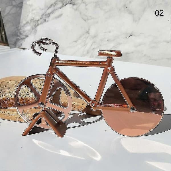 Pizzaskærer i rustfrit stål med cykeldesign og holder 3