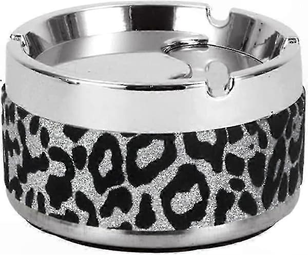 Askebæger til bil med leopardprint og låg til udendørs brug - Roterende design gul silver