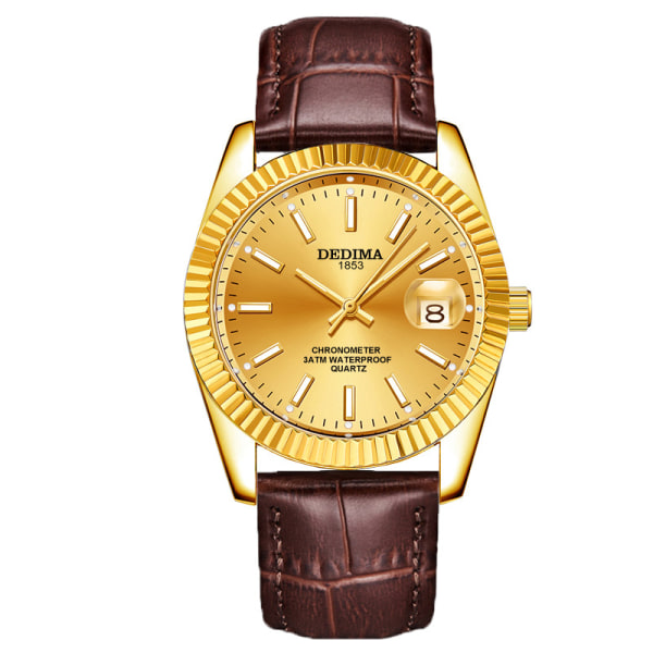 Högkvalitativt watch för explosionsälskare Brown belt gold shell gold surface Suitable for men