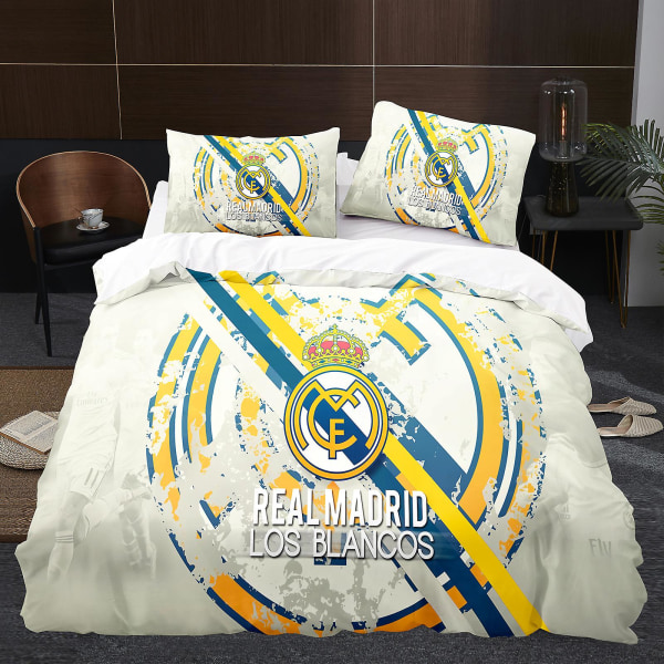 Bold Madrid Team Emblem K7# Seng Tredelt 3d Fodbold Tredelt Størrelse Real Madrid Dynebetræk 200cm