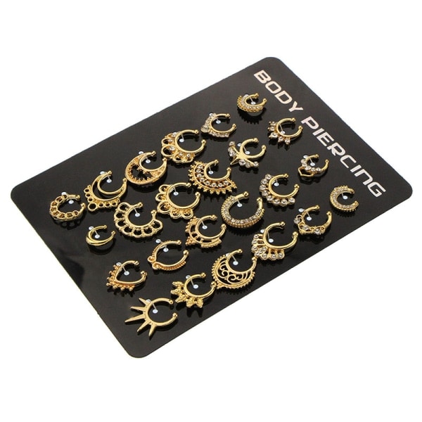 24 st Falska Näsringar Hoop Falsk Läpp Öra Näs Septum Ring Silver