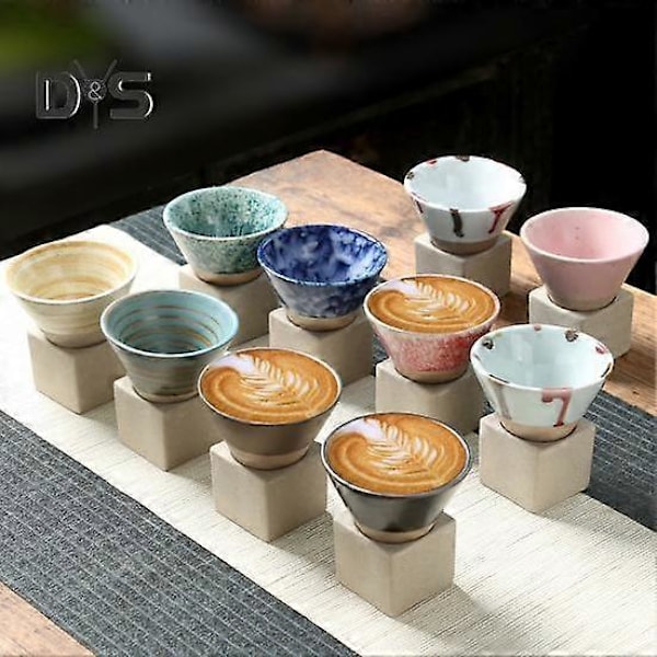 100ML Krus Keramik Tragt Kaffekop med Base Varmebestandig Håndlavet Japansk Stil Latte Cappuccino Te Espresso Konisk Krus Fødselsdagsgave light cyan