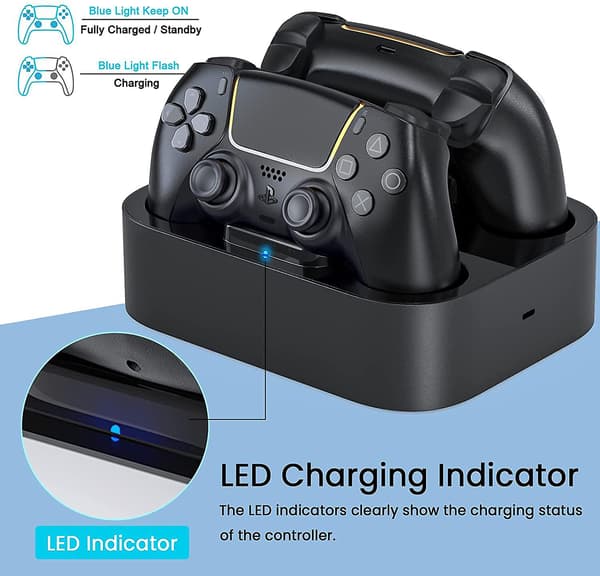 Ps5 Controller Ladestation Hurtig Opladningsdock Med Led-indikator Kompatibel Med Ps 5 Controller