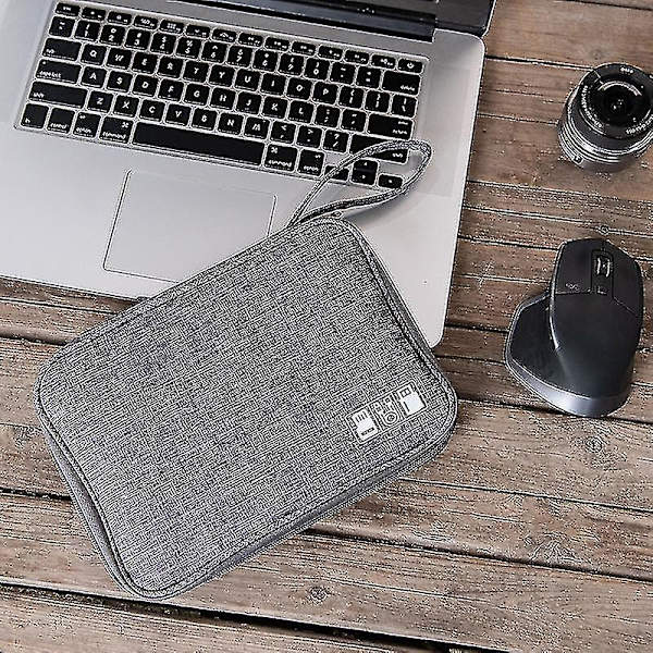Datakabel Øretelefon Digital strømlader Usb Stick Travel Bærbar oppbevaringsveske Grey