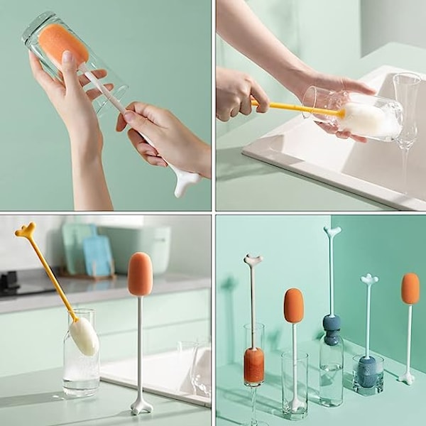 6 kpl Sponge Cleaning Brush Pullonpuhdistus Brush Cup Cleaner Harja Harja Pitkä kahva