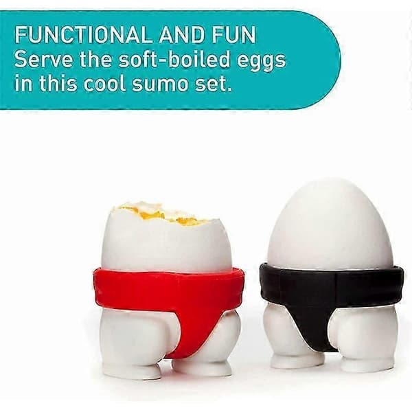 Sumo Äggkopp Set om 2, Roliga Påskäggkoppar, 5.5cm, Plast & Silikon