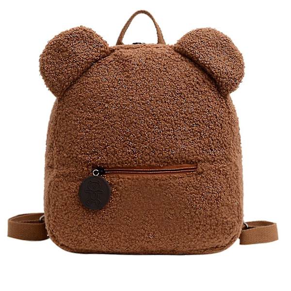 Bear Shape Rygsæk - Innovativ Cashmere blød at røre ved skoletasker til studerende (farve: Kaffe)