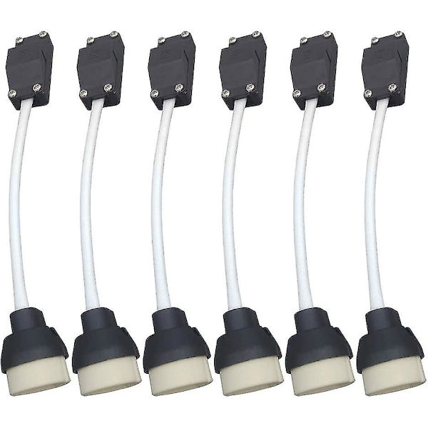 (6-pack) Gu10-lamphållare i keramik med terminalblock/brygga med kabel och isoleringshylsa - Glödlampsuttagsadapter för LED och halogen