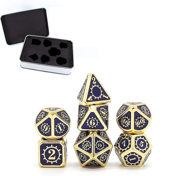 7 st Steampunk Style Metal Dice Metallic Dnd Game D&d Dice With Free Metal Case 448d -K