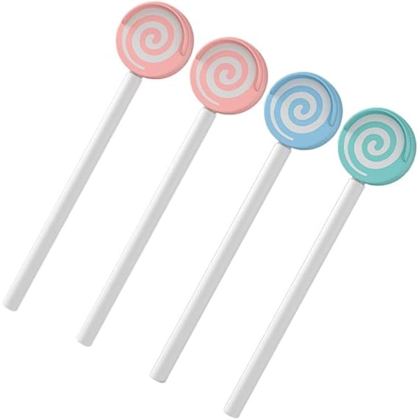 4 kpl Tongue Cleaner Lollipop Shape Tongue Kaavin suun puhdistustyökalu lapsille taaperoille (taivaansininen ja vaaleanvihreä kullekin 1 kpl vaaleanpunainen 2 kpl:lle)