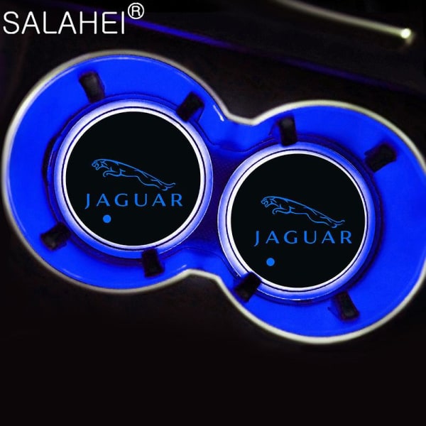 2stk Led Fargerike Bil Vannkoppholder Lys Coasters Matter Til Jaguar Xf Xe Xfl Xel Xjl Xj F Pace E Pac Interiørtilbehør| |