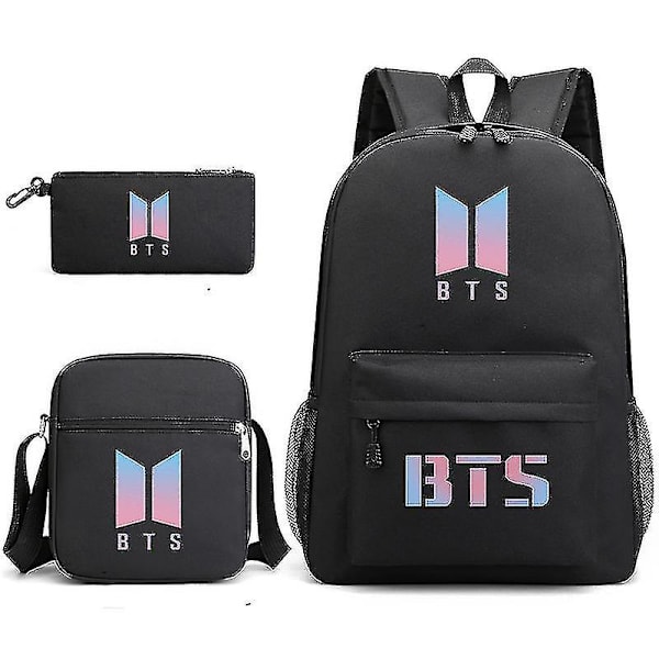 Bts Reppu Opiskelija Koululaukku Kolmiosainen set BLACK