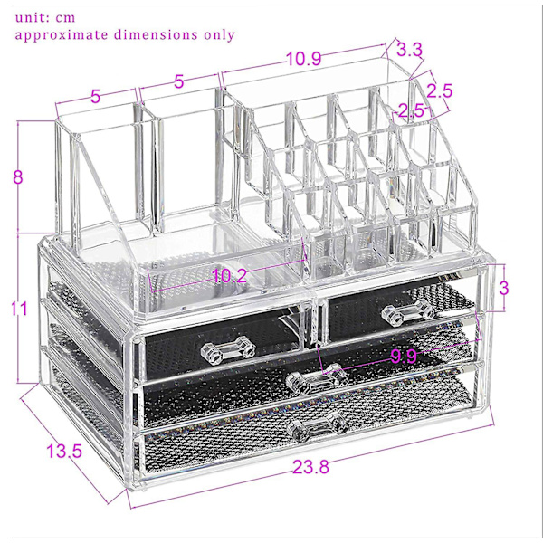 Makeup Opbevaring Make Up Organizer Kosmetisk Opbevaringsskuffe Akryl Gennemsigtig