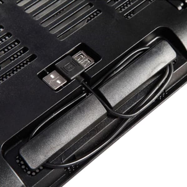 Metallpanel Dobbeltblæser Notebook Køler Høj Hastighed Stille Laptop Køleplade Slank Stativholder til 14 Tommer PC Computer Sort