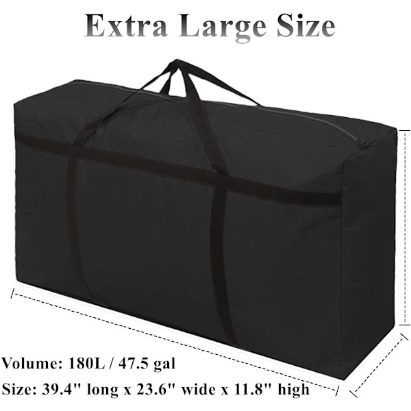 180L iso säilytyspussi, paksuuntunut tukeva 600D Oxfordin organizer kestävät juhlakoristeet, 100x60x30cm
