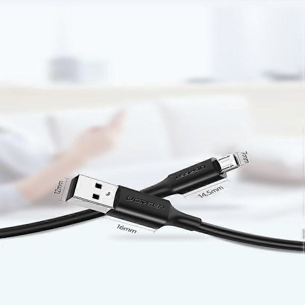 USB - micro USB-kabel 2A 2m svart