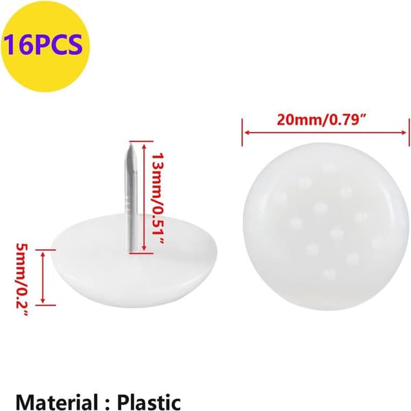 16 st Nylon Möbelben, Möbelkuddar Spikar 20 mm Diameter Möbelglidspikar för Möbelben