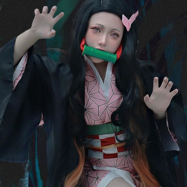 Demon Slayer Kamado Nezuko Cosplay Forseglingspind Kimetsu No Yaiba Bamboo Mundpinde Halloween Rekvisitter