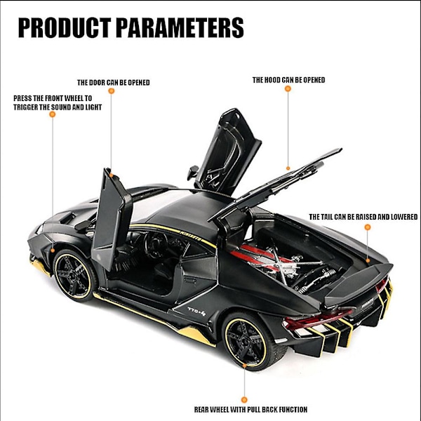 1:32 Lamborghini Centenario Lp770-4 Diecast Sound&light Alloy Automalli Lelu Syntymäpäivä Uuden Vuoden lahjat
