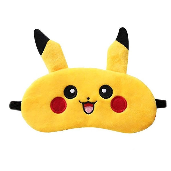 Tecknad sömnögonmask Pikachu plysch ögonbindel Ögonskydd Cover Rese tupplur Nattsova 2st