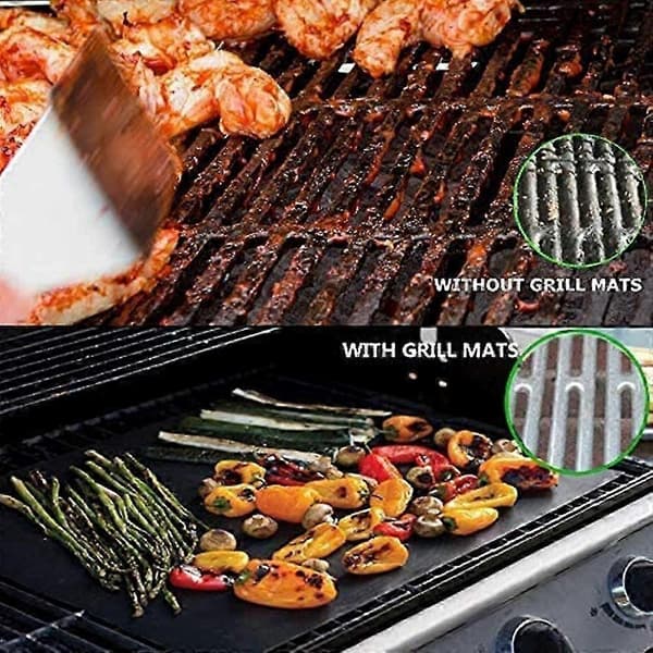 BBQ Grillmatte, 100 % gjenbrukbar non-stick, 40 * 33 cm, 5-pakning (nye materialer)