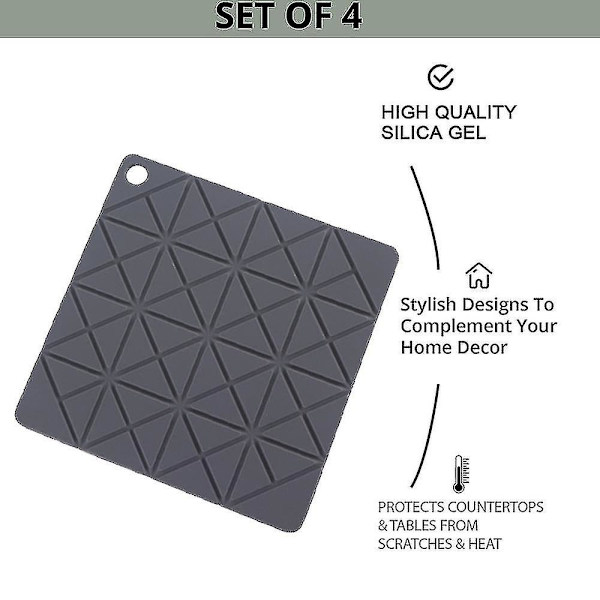 Geometriske grå silikon grytekluter, runde understell, varme pads, 2 stk
