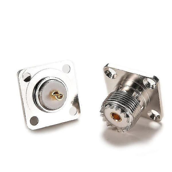 Stik So239 Uhf Hunstik 4-huls 25mm Flange Lodde Panelmontering.sølv2stk)