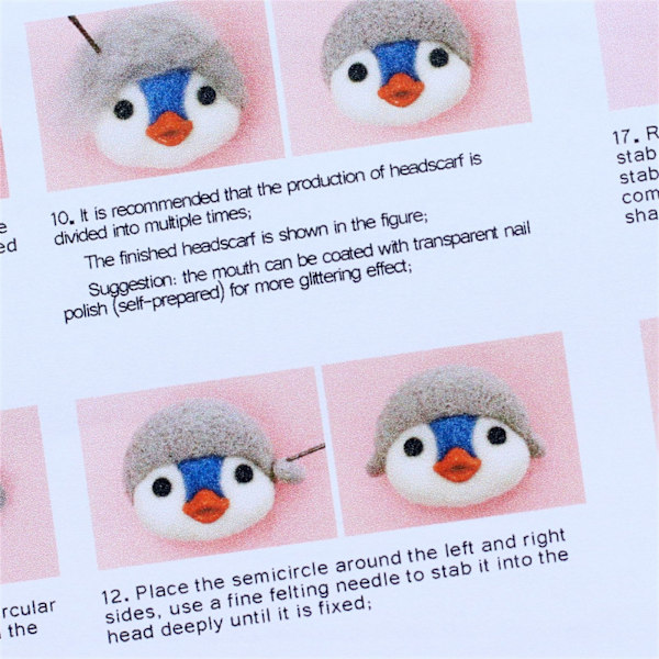 Sødt pingvinmønster håndlavet DIY Poke Wool Filt Materiale Produktionspakke