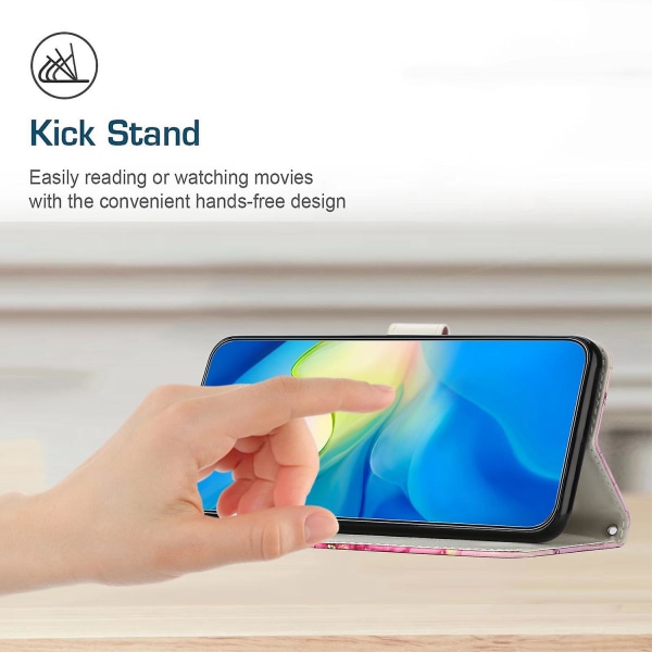 Marmorikuviotulostuspuhelimen cover Samsung Galaxy S23:lle, Pu-nahkainen taitettava jalusta kääntävä case hihnalla Rose Gold