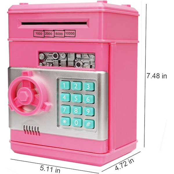 Minibank Lösenord Pengar Bank Kontantmynt Sparlåda för barn, tecknad kassaskåp Perfekta leksakspresenter för pojkar Girlelectronic Spargris (rosa)