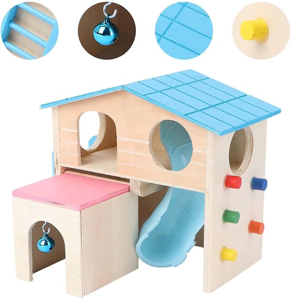 Kæledyr Lille Dyr Gemmested Hamsterhus Med Træklatrestige Gerbil Hytte Gemmested Træningslegetøj (pink)