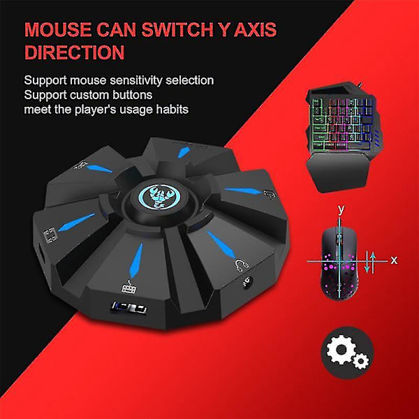 Tangentbords- och musadapter Gaming Tangentbord Mus-omvandlare för en/ps4/switch/ps3/ 360-konsoler till Black