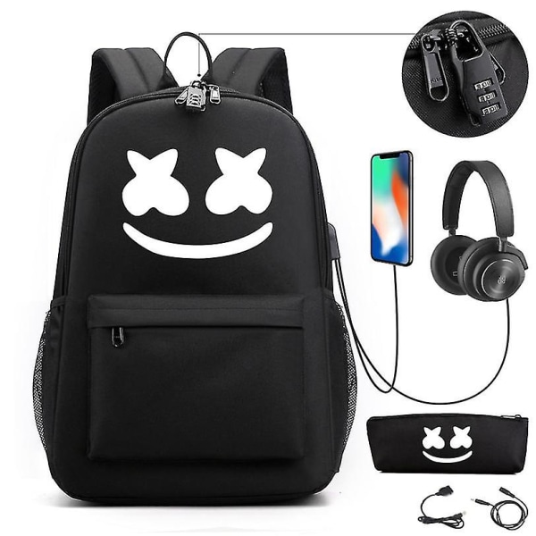 Dj Marshmello Ryggsäck Barn Skolväska Kvinnor Ryggsäck Tonåringar Skolväska Canvas Student För Pojke Flicka Barn Väska 1