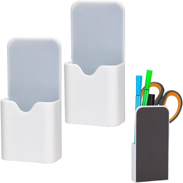 2 delar (vit) Magnetisk pennhållare Magnetisk markörhållare, pennkanna Magnetisk pennhållare Organizer Hemkontorstillbehör för kylskåp Whiteboard Loc