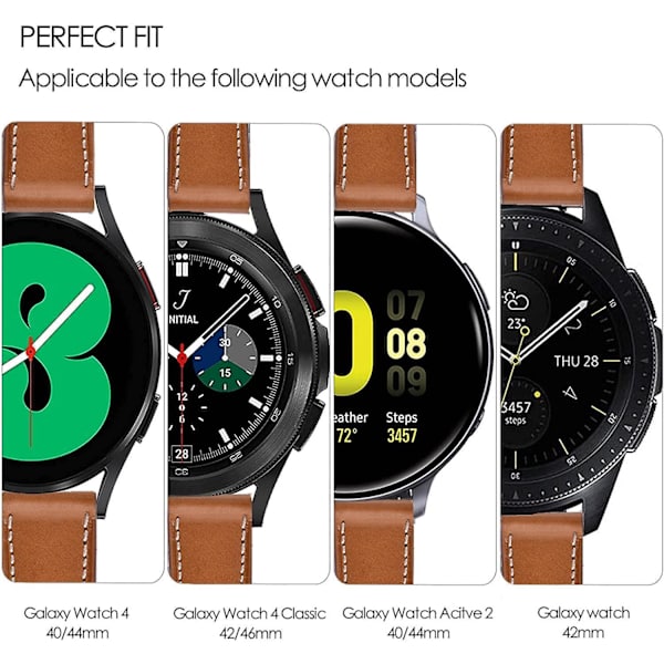 Avekigalaxy Watch 4 Band 40mm 44mm/galaxy Watch 4 Classic 46mm 42mm band, 20mm Läderarmband Dam Herr För Samsung Galaxy Watch Active 2/wa