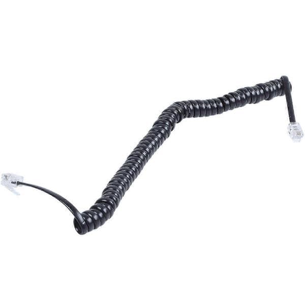 Erstatning RJ9 4P4C Plug Coiled Stretchy Telefonhåndsettkabel Svart