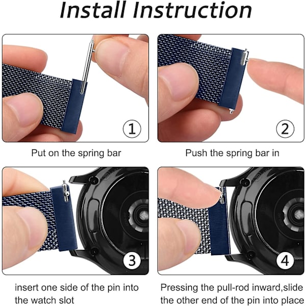 Metallbånd for erstatning av rustfritt stål for Samsung Galaxy Watch Active 2 Sapphire Blue