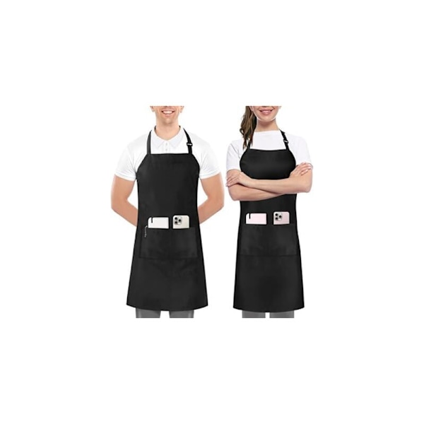 Kök 2-pack justerbart förkläde med 2 fickor White