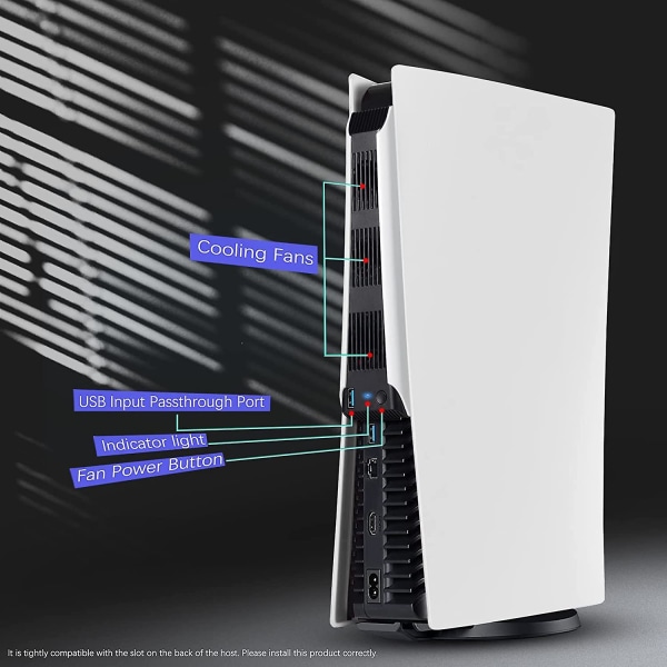 Køleblæser kompatibel med PS5 Opgraderet køleventilator med 3 blæsere & USB-port kompatibel med PS5-disk og digitale udgaver