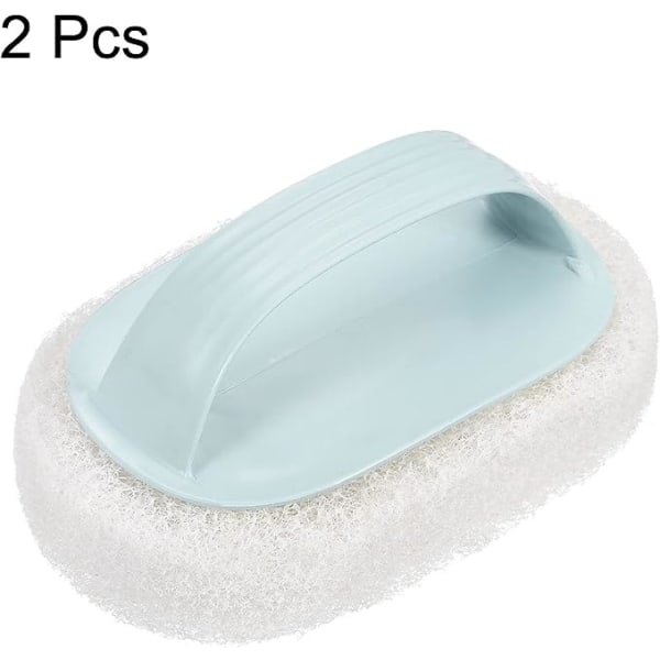 skuresvampbørste, 2 pakke rengjøringsskrubb med håndtak for kjøkkenbaderomssvamp Vaskeverktøy, lyseblå