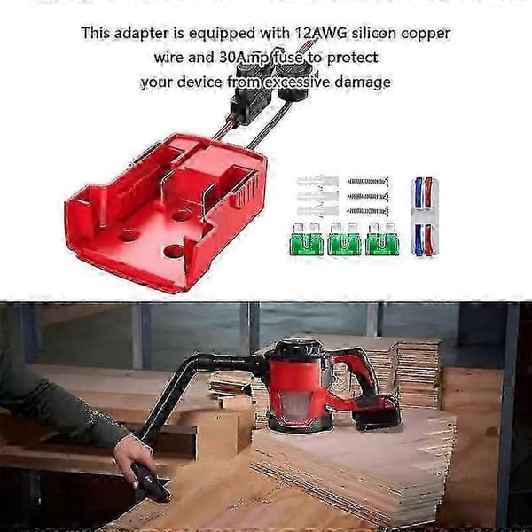 Milwaukee M18 til 12V konverter, 20A 240W DC Step Down strømadapter Red(Single