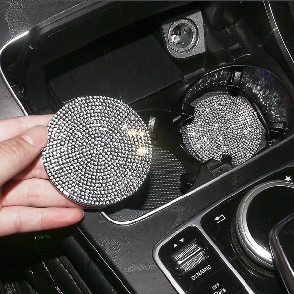 Diamond Rhinestone Car Coaster Water Cup Slot Sklisikker matte Silica Pad Koppholder Matte Bil Gadget Bling Bilinteriørtilbehør - Anti-skli matte Blue