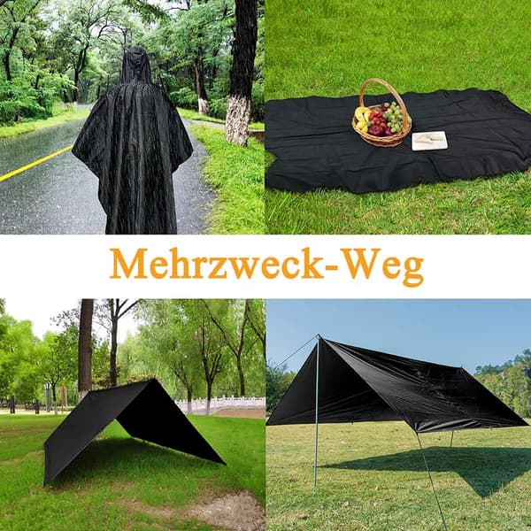 Regnponcho Herre & Dame Vanntett, 3 i 1 Poncho