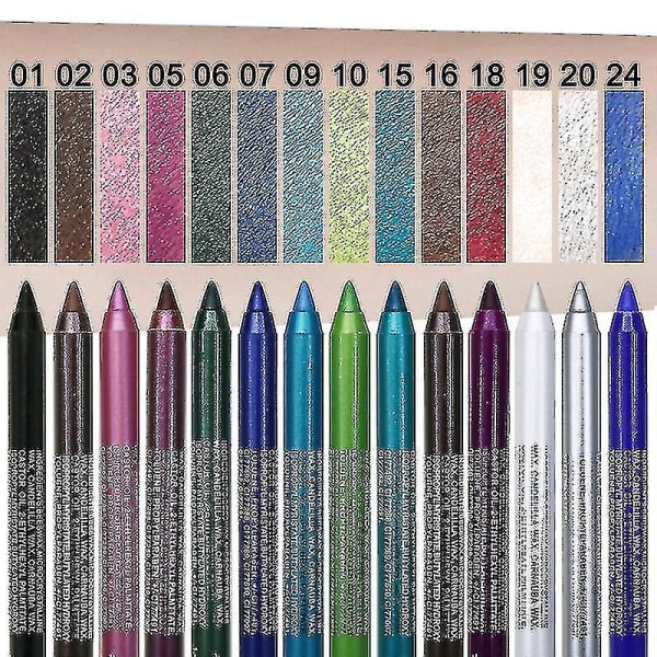 14 väriä Pitkäkestoinen Eye Liner Lyijykynä Vedenpitävä Pigmentti Sininen Ruskea Musta Eyeiner Pen silmämeikki Kosmeettinen 16 Glitter Brown