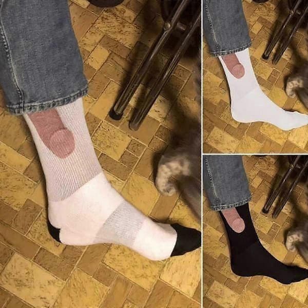 Bomulds Superbløde Sokker til Mænd og Kvinder - Show Off Socks Dick 2025 White